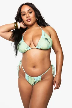 PLUS BIKINI TRIANGLE À IMPRIMÉ SURDIMENSIONNÉ PAPILLON POUR GRANDES TAILLES