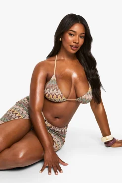 PLUS BIKINI TRICOTÉ ZIG-ZAG TAILLE PLUS