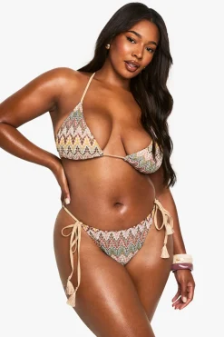 PLUS BIKINI TRICOTÉ ZIG-ZAG TAILLE PLUS