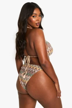 PLUS BIKINI TRICOTÉ ZIG-ZAG TAILLE PLUS