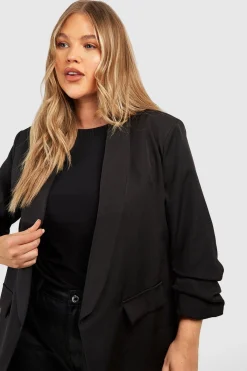 boohoo Plus Blazer à Détails de Revers et Manches Froncées<Femme Tailleurs|Blazers
