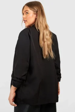 boohoo Plus Blazer à Détails de Revers et Manches Froncées<Femme Tailleurs|Blazers