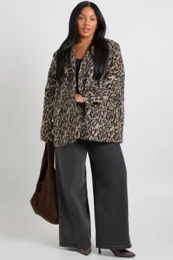 boohoo Plus Blazer à motif léopard avec détails d'épaulettes look laine<Femme Imprimé Léopard|Manteaux Et Vestes D’Automne