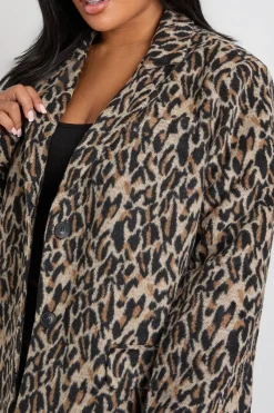 boohoo Plus Blazer à motif léopard avec détails d'épaulettes look laine<Femme Imprimé Léopard|Manteaux Et Vestes D’Automne
