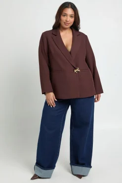 Plus Blazer à simple boutonnage avec garniture dorée