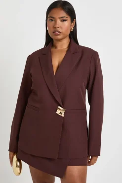 Plus Blazer à simple boutonnage avec garniture dorée