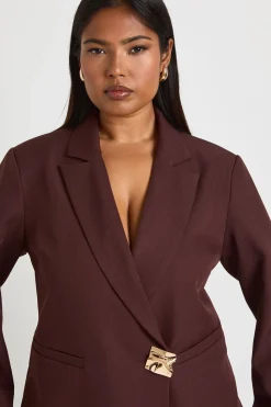 Plus Blazer à simple boutonnage avec garniture dorée