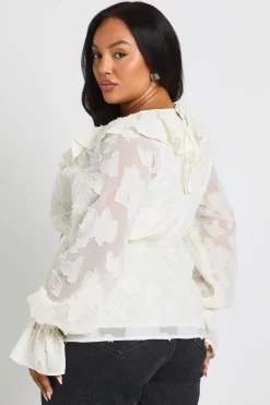boohoo Plus Blouse Burnout à volants<Femme Tops
