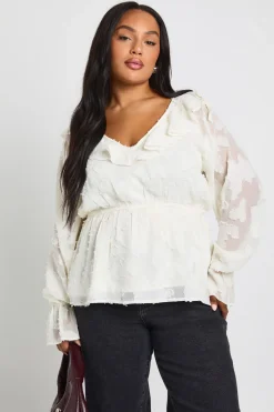 boohoo Plus Blouse Burnout à volants<Femme Tops
