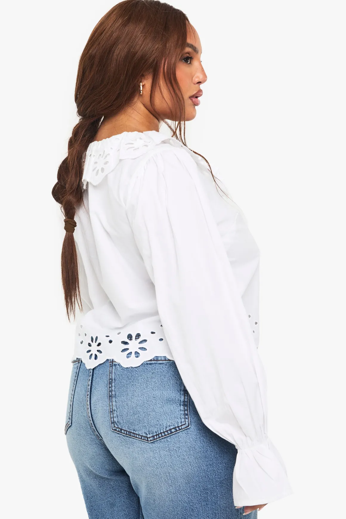 Plus Blouse à Détails de Broderie et de Noeud