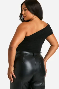 Plus Bodysuit Bardot grande taille à fronces latérales
