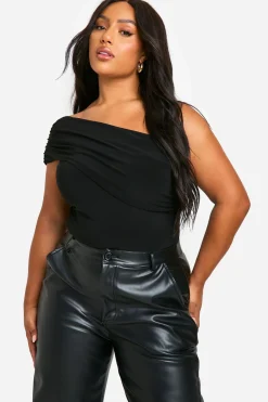 Plus Bodysuit Bardot grande taille à fronces latérales