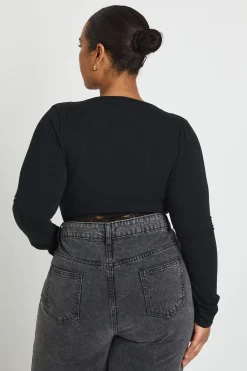 boohoo Plus bodysuit à manches longues en coton avec garniture en dentelle<Femme Satin Et Dentelle|Tops