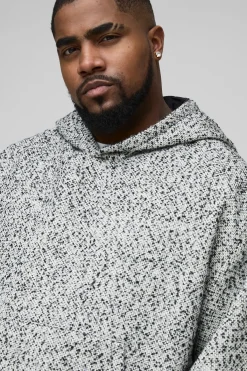 boohooMAN Plus Boucle Boxy Oversized Hoodie<Homme Sweats À Capuche Et Sweatshirts|Sweats À Capuche Grande Taille