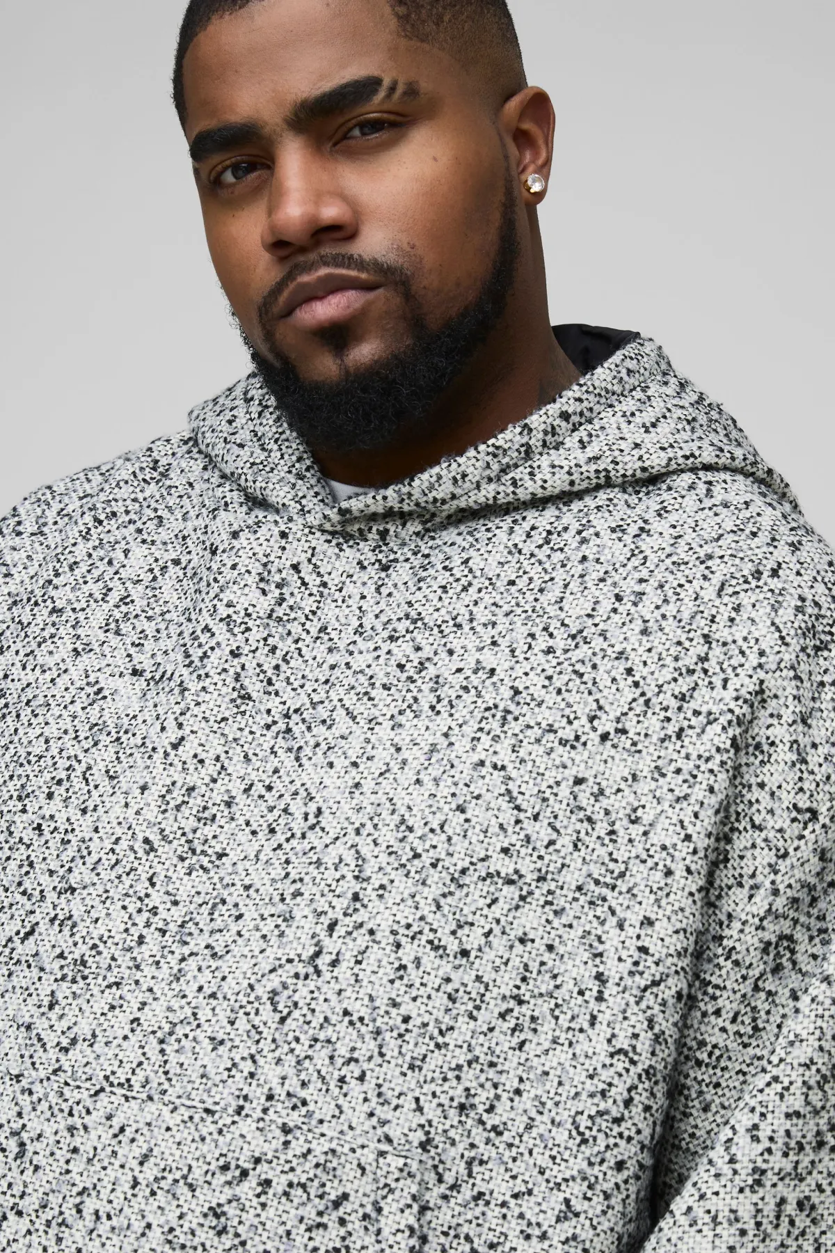 boohooMAN Plus Boucle Boxy Oversized Hoodie<Homme Sweats À Capuche Et Sweatshirts|Sweats À Capuche Grande Taille