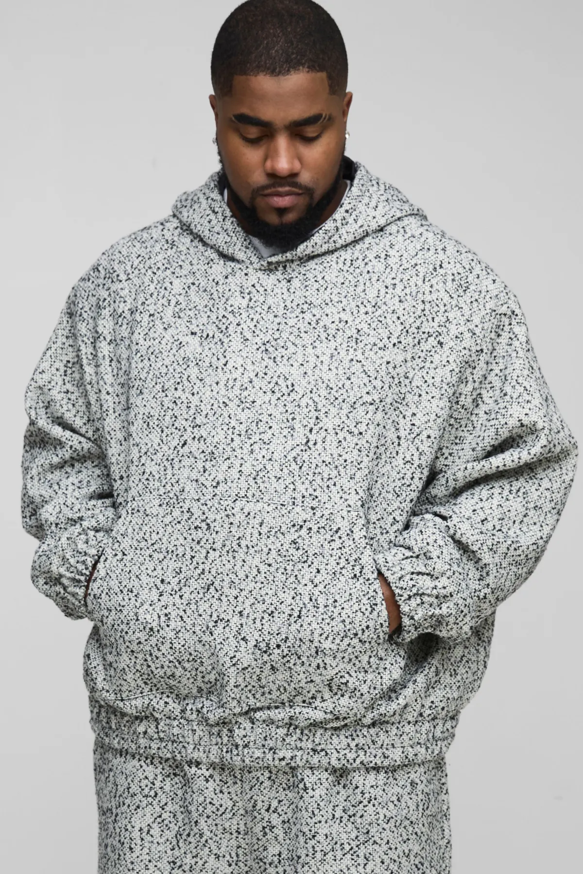 boohooMAN Plus Boucle Boxy Oversized Hoodie<Homme Sweats À Capuche Et Sweatshirts|Sweats À Capuche Grande Taille