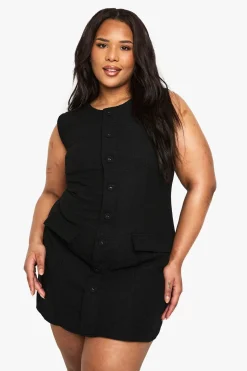 plus boucle mini robe ajustée à boutons sur le devant
