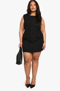 plus boucle mini robe ajustée à boutons sur le devant