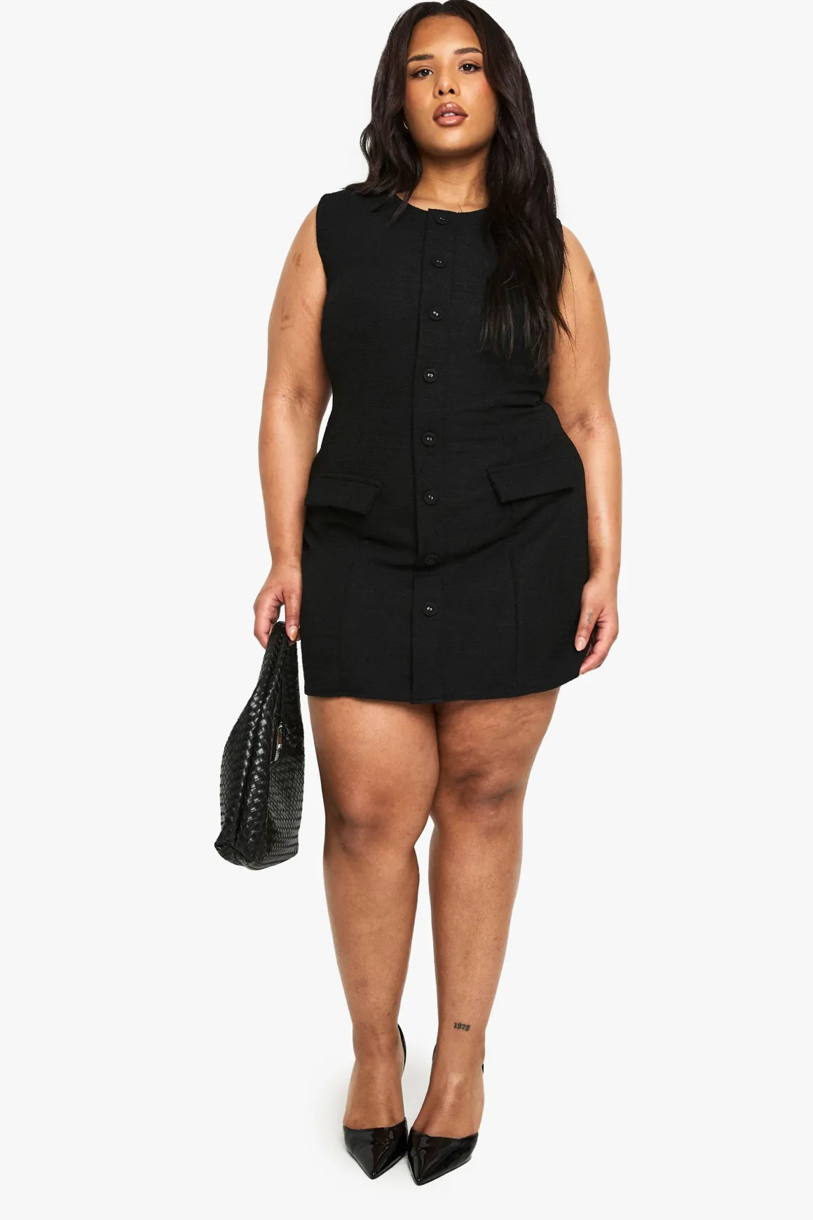 plus boucle mini robe ajustée à boutons sur le devant