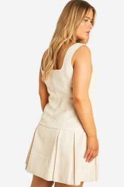 Plus Boucle Mini Robe Évasée à Jupe Plissée