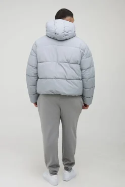 Plus Boxy doudoune en nylon froissé en gris clair