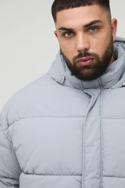 Plus Boxy doudoune en nylon froissé en gris clair