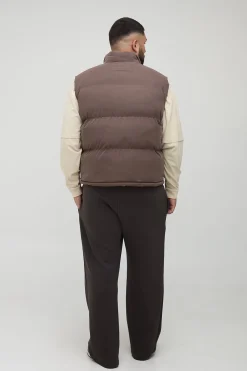 boohooMAN Plus Boxy Gilet à col entonnoir en synthétique suédé, couleur<Homme Vestes & Manteaux Grande Taille|Tout Afficher