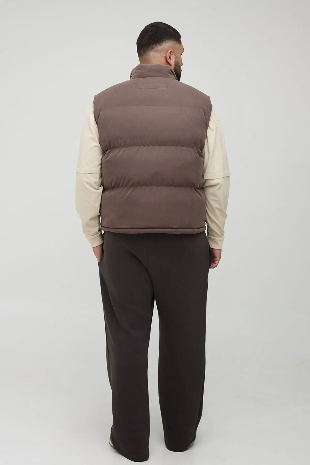 boohooMAN Plus Boxy Gilet à col entonnoir en synthétique suédé, couleur<Homme Vestes & Manteaux Grande Taille|Tout Afficher