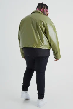 Plus Boxy High Shine synthétique Harrington Jacket