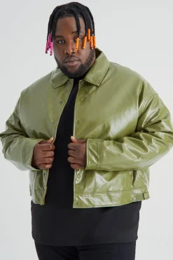 Plus Boxy High Shine synthétique Harrington Jacket