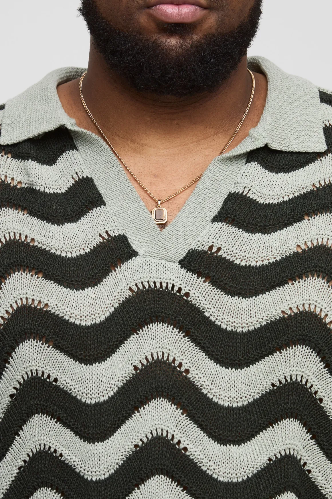 Plus Boxy Oversized Abstract Knit Polo