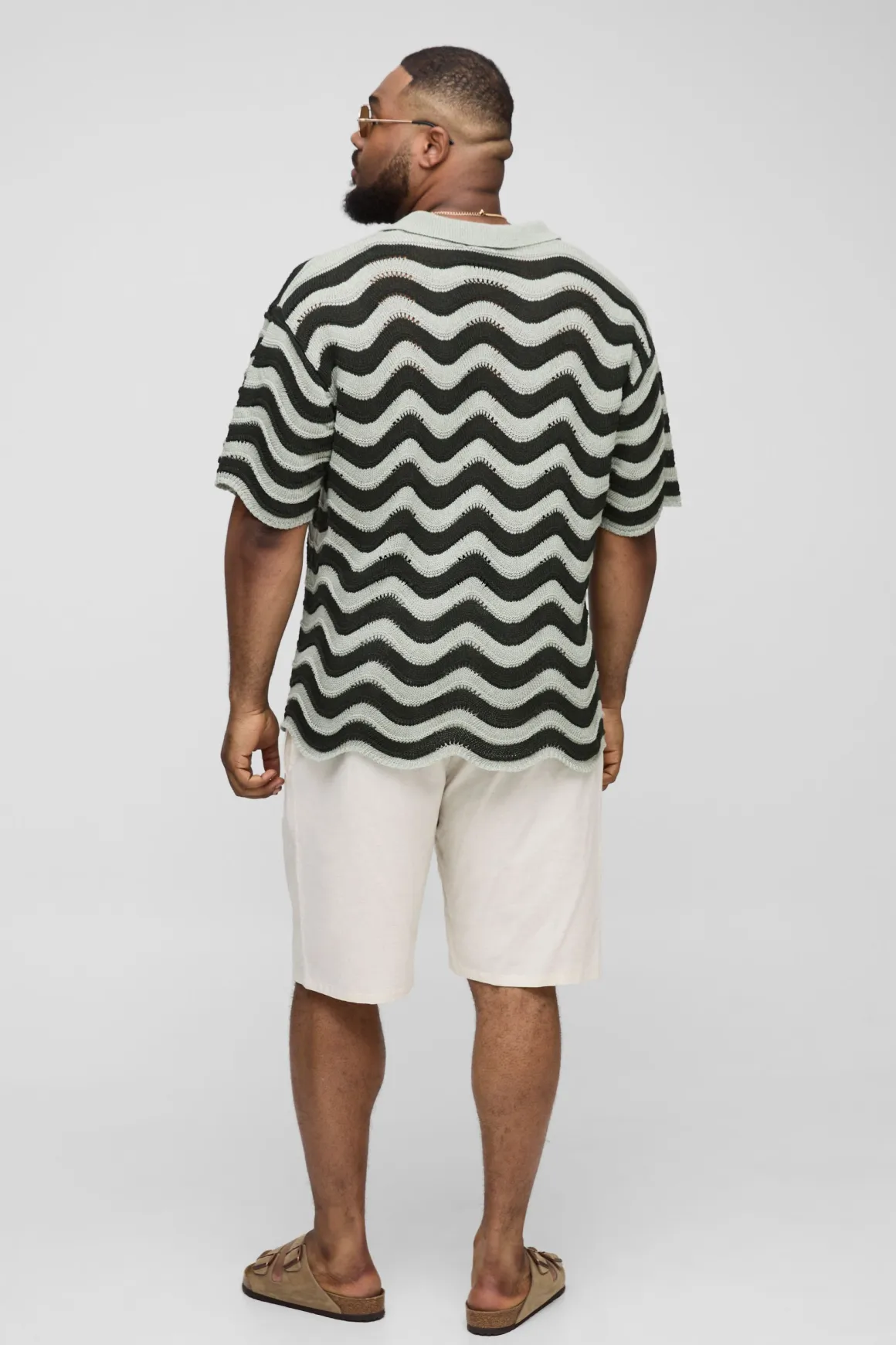 Plus Boxy Oversized Abstract Knit Polo