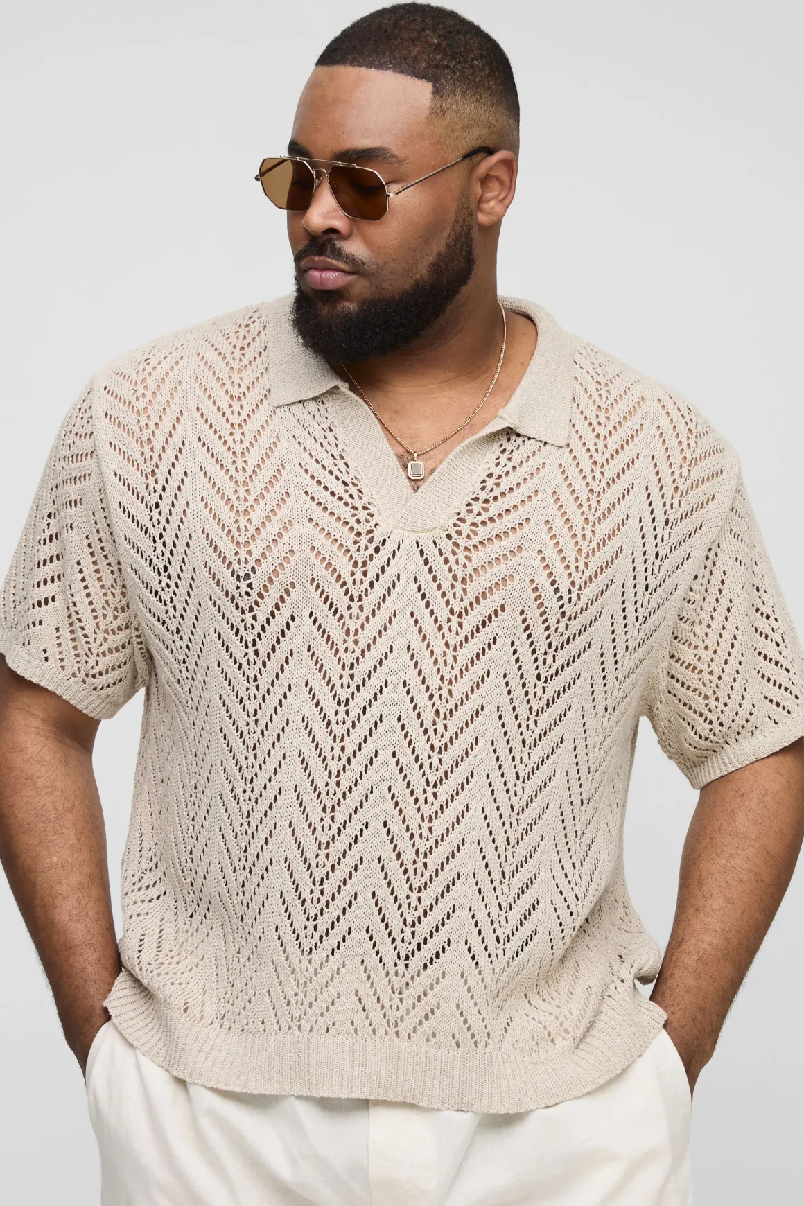 Plus Boxy Oversized Knit Polo