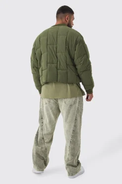 boohooMAN Plus Boxy Peached Square Quilted Bomber Jacket<Homme Vestes & Manteaux Grande Taille|Tout Afficher