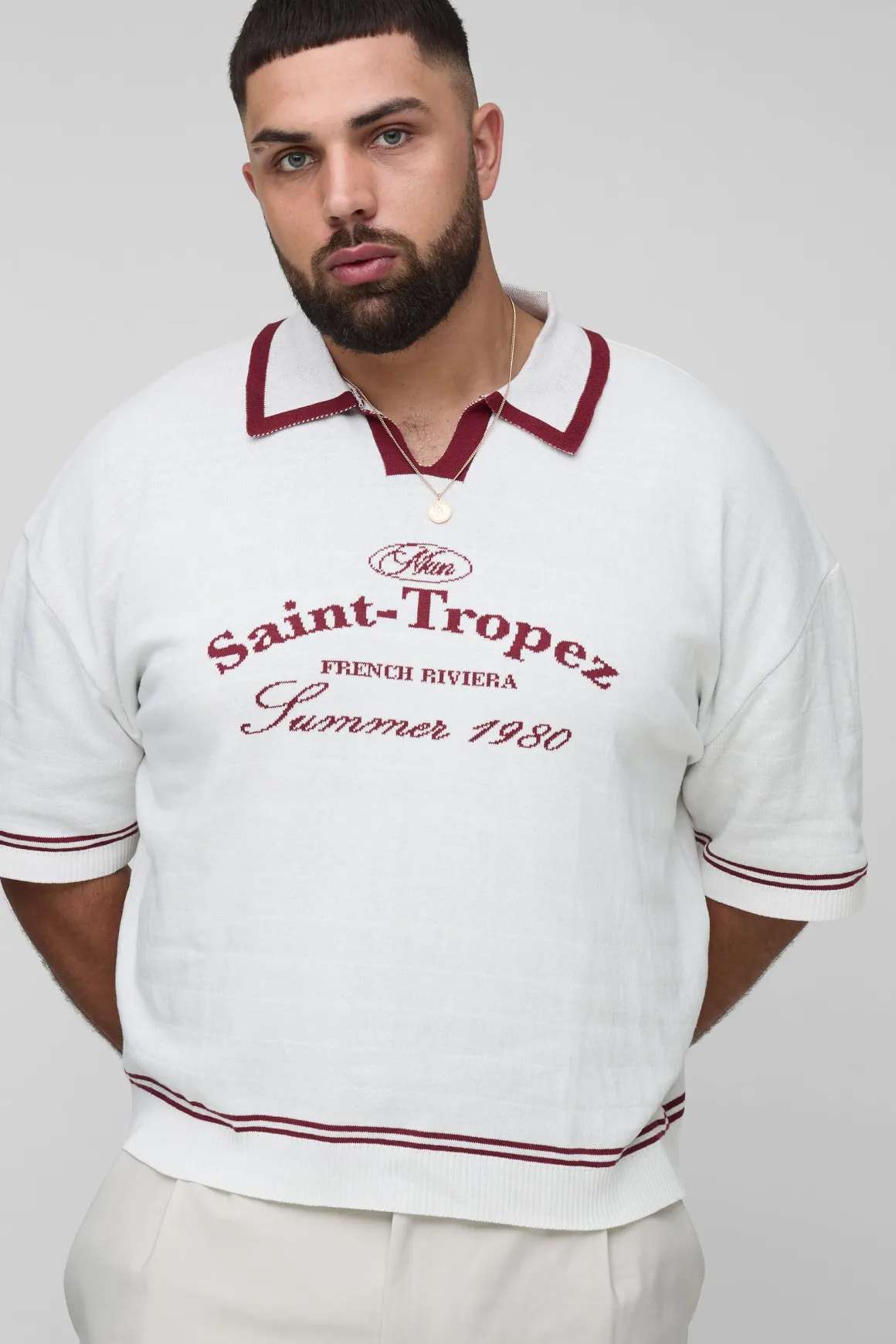 Plus Boxy Polo tricoté Saint Tropez à encolure en V
