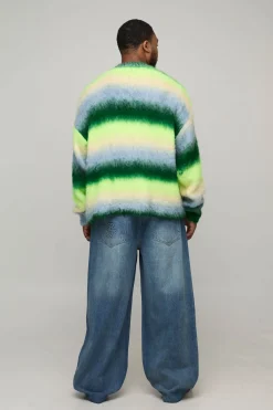 boohooMAN Plus Boxy Pull tricoté oversize à rayures brossées, coupe carrée<Homme Tout Afficher|Maille