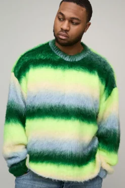boohooMAN Plus Boxy Pull tricoté oversize à rayures brossées, coupe carrée<Homme Tout Afficher|Maille