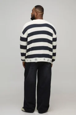 Plus Boxy, pull tricoté à rayures délavé