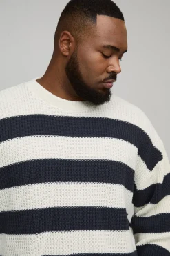 Plus Boxy, pull tricoté à rayures délavé