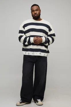 Plus Boxy, pull tricoté à rayures délavé