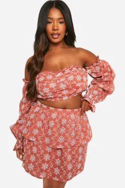 boohoo Plus Broderie Tiered Frill Mini Skirt<Femme Jupes|Jupes