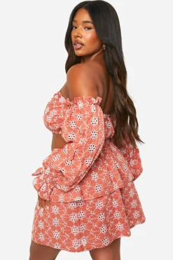 boohoo Plus Broderie Tiered Frill Mini Skirt<Femme Jupes|Jupes