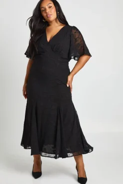 Plus Burnout à manches d'ange Robe midaxi