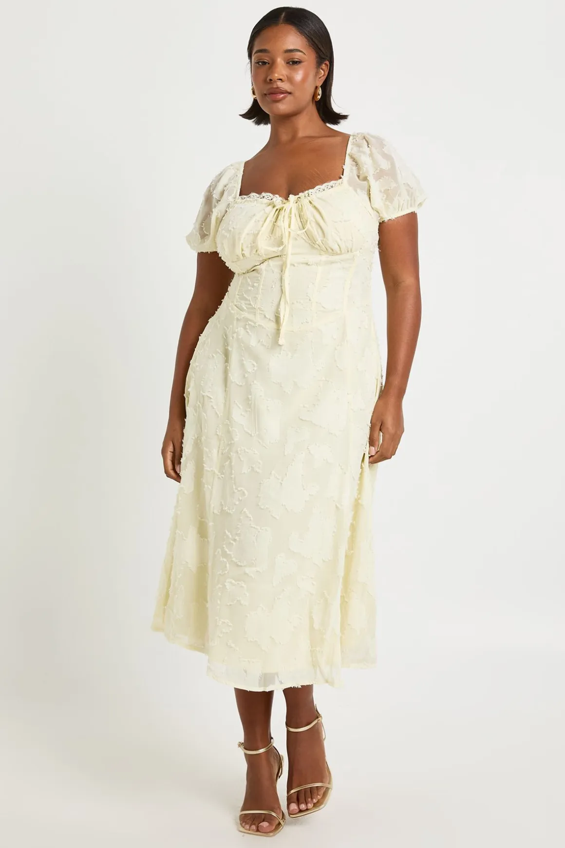 Plus Burnout Milkmaid Robe Midi dress