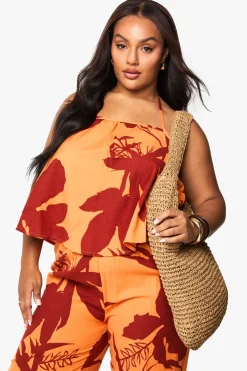 Plus Camisole longue à motif floral abstrait