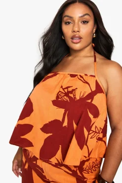 Plus Camisole longue à motif floral abstrait