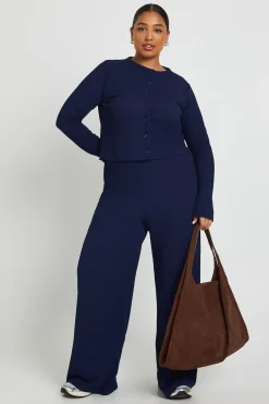 Plus Cardigan Froissé & Pantalon à Jambes Larges Ensemble Coordonné