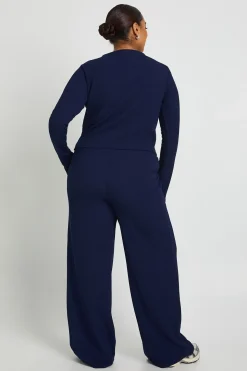 Plus Cardigan Froissé & Pantalon à Jambes Larges Ensemble Coordonné