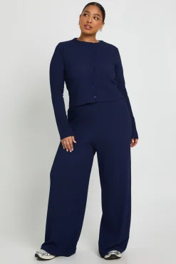 Plus Cardigan Froissé & Pantalon à Jambes Larges Ensemble Coordonné