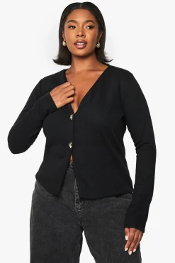 PLUS CARDIGAN GRANDE TAILLE TRICOTÉ À BOUTONS DORÉS